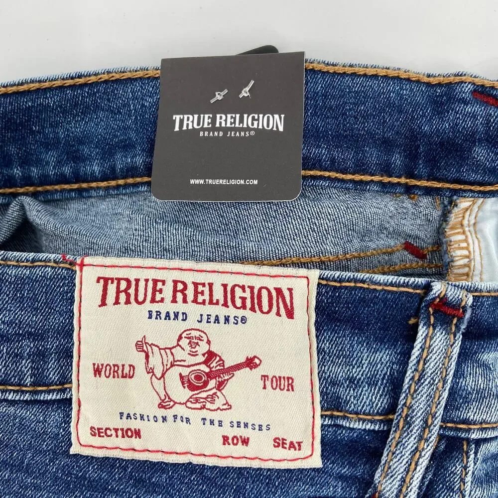 True Religion Jeans Mens Size 36 Rocco Moto‎ Med Sonic Indigo Stretch